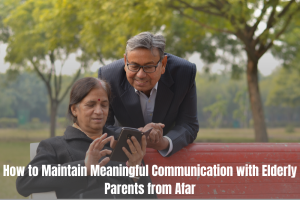 Elderly parents on a video call with their children