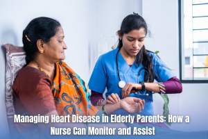 A nurse taking pulse of an elderly heart diseased patient
