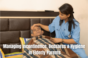 An Elderly Lying on Bed & A nurse taking care of Him